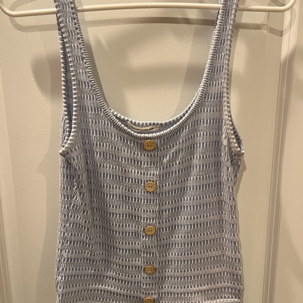 Blue Patterned Sleeveless Top